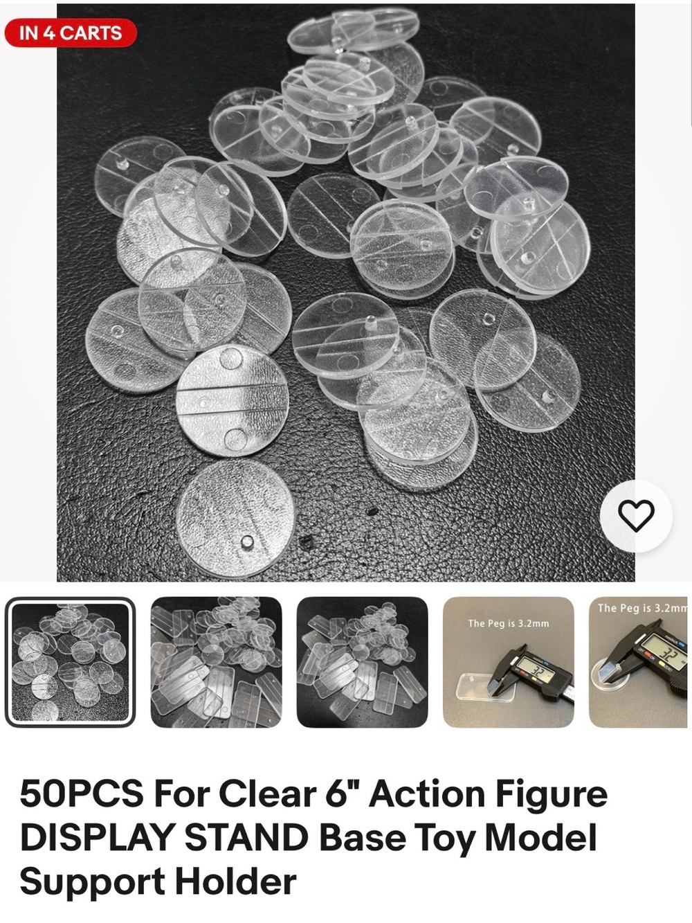 50 PCS CLEAR 6 INCHES DISPLAY STANDS